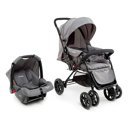 Travel System Choice Voyage Cor Cinza Melange Chassi Preto