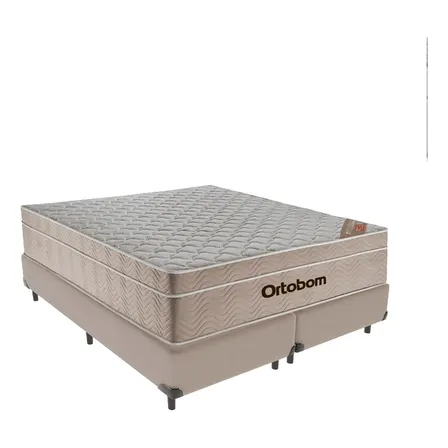 Cama Box Baú Molas Ensacadas Queen Airtech Ortobom Cor Bege