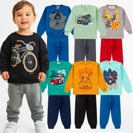 Kit 10 Peças Moletom Menino Juvenil Inverno Conjunto Barato