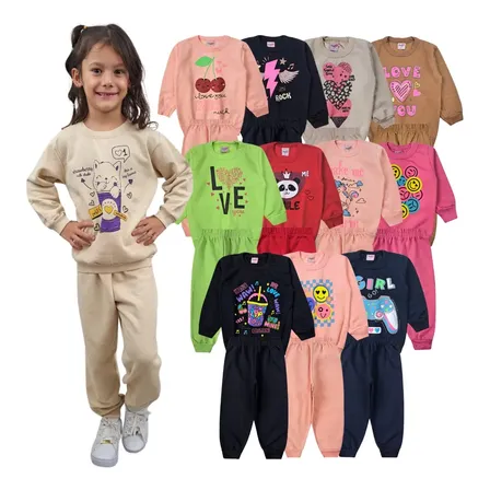 Kit 6 Peças Moletom Menina Infantil Inverno Atacado Barato
