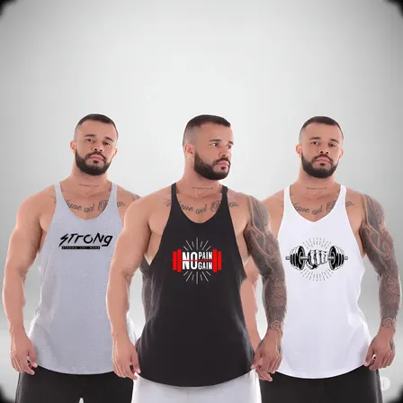 Kit 3 Camiseta Camisa Regatas Masculina Cavada Treino Machão
