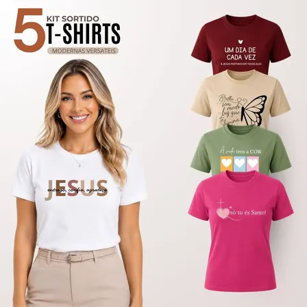 Kit 5 Blusa Feminina Malha 100% Algodão Premium Atacado Lote