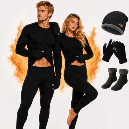 Kit Frio Blusa + Calca Termica Luvas Meias E Touca Quente