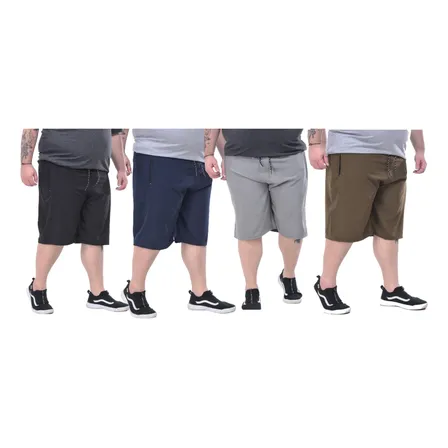 Kit 4 Bermudas Tactel Elastano Tamanhos Especiais Plus Size