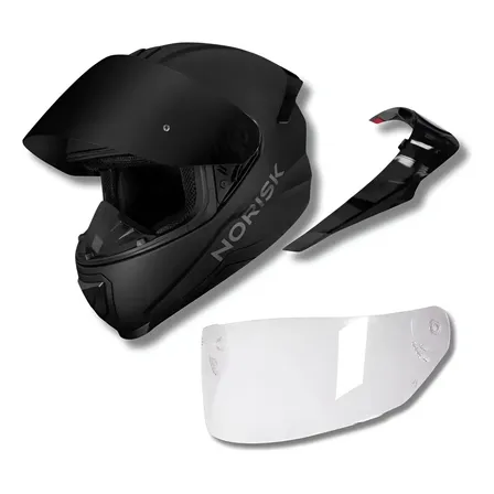 Capacete Norisk Razor Black Edition Com 2 Viseiras + Spoiler