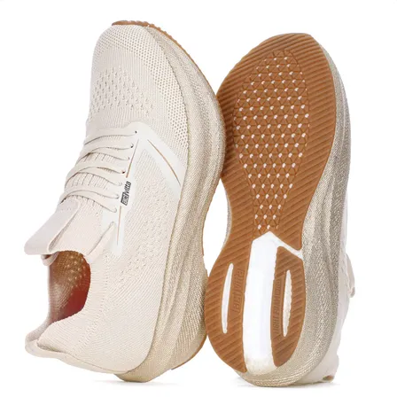 Tênis Caminhada Actvitta Gaspea Knit Energy Bege Feminino