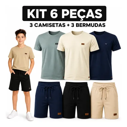 Kit 6 Peças Roupa Infantil Menino Casual Estilo Conforto