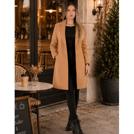Sobretudo Feminino Forrado Longo Inverno Confortavel Viagem