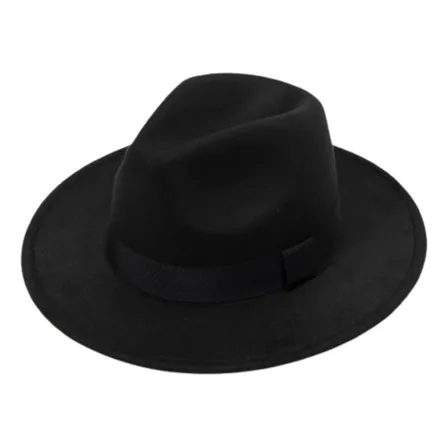 Chapéu Fedora Gangster Preto Aba Média Dura Clássico Squad