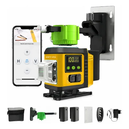 Nível Laser 12 Linhas Lcd Recarregavel 40m Controle Pro App