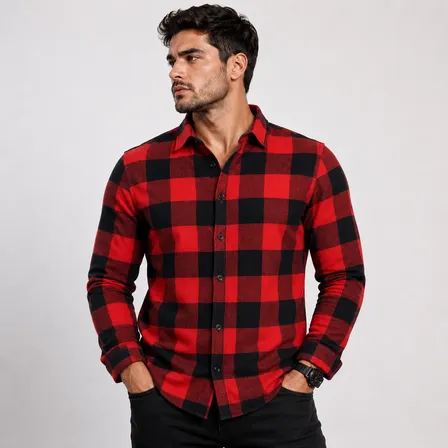 Camisa Xadrez Flanelada Manga Longa Masculina Grossa Social