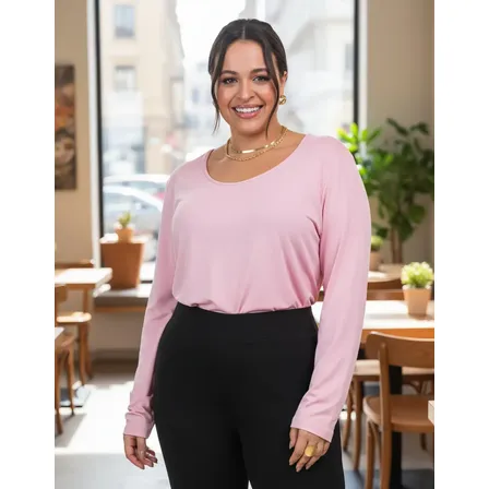 Blusa Manga Longa Viscotorcion Secret Glam Rosa