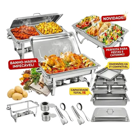 33l Rechaud Para Buffet De Aço Inoxidável Buffet Inox 1+2+3