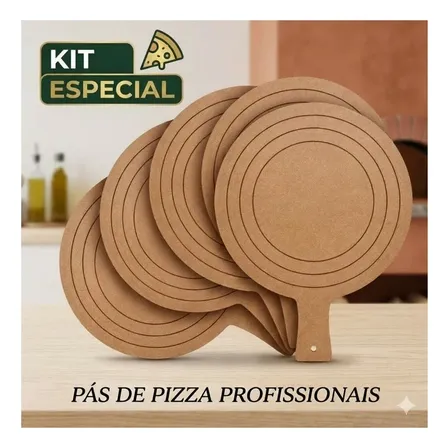 Kit 3 Pá Pizza Para Montagem Mdf 40cm Premium 4 Em 1 Grande