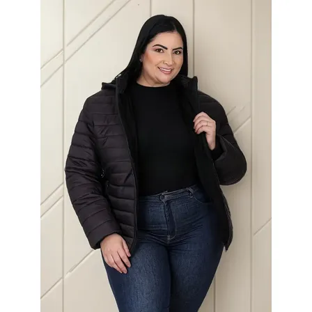 Jaqueta Plus Size Feminina Puffer Forrada Pelúcia Inverno