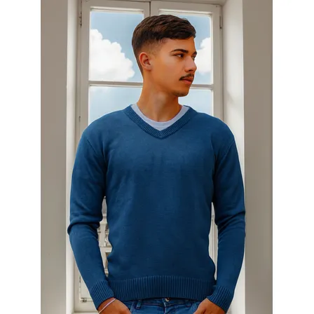 Sueter Masculino Decote V Blusa Lã Cardigan Básico Tricot