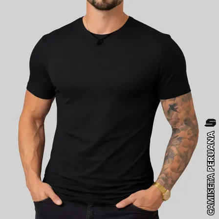 Camiseta Basica Masculina Algodão Lisa Malha Peruana Premium