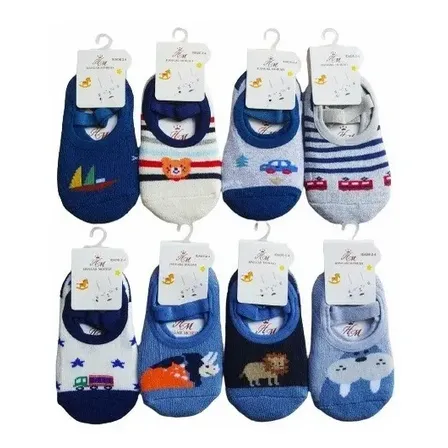 5 Pares Meia Sapatilha Infantil Masculina Antiderrapante