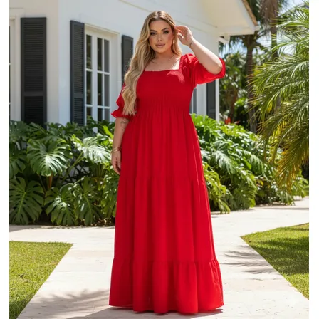 Vestido Plus Size Para Gestantes Larguinho Lastex