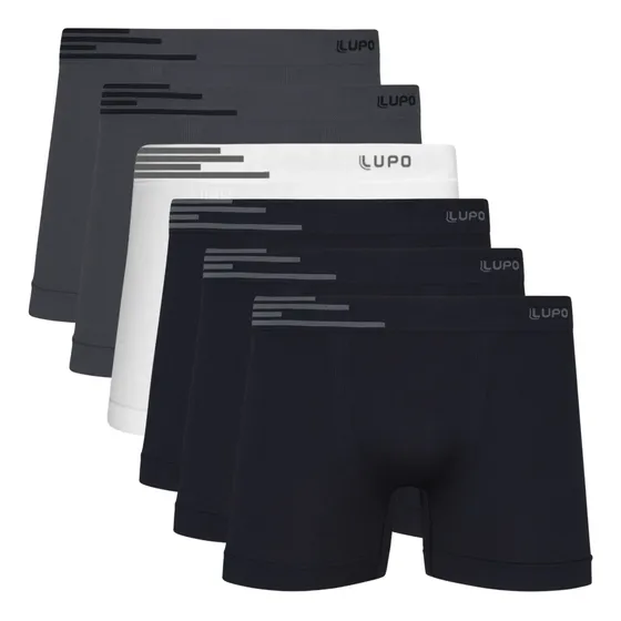 Kit 6 Cuecas Lupo Boxer Poliamida Sem Costura Box Masculina