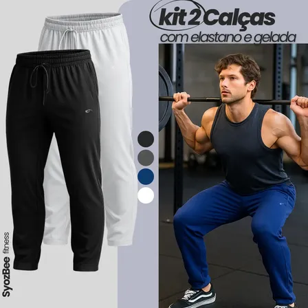 Kit 2 Calças Masculinas Tactel Com Elastano Academia Premium