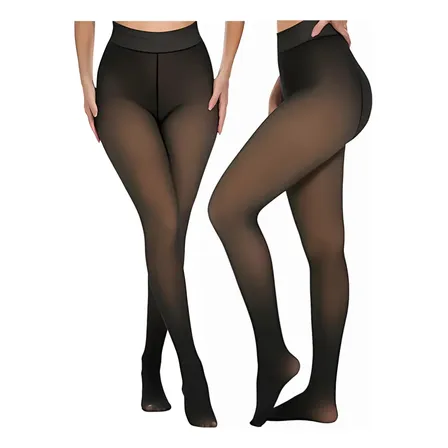 2 Meias Calça Térmica Forrada Translúcida Pelinho Inverno