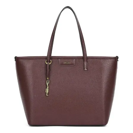 Bolsa Shopper Santa Lolla Couro Floater Dark Cocoa Lisa Ouro
