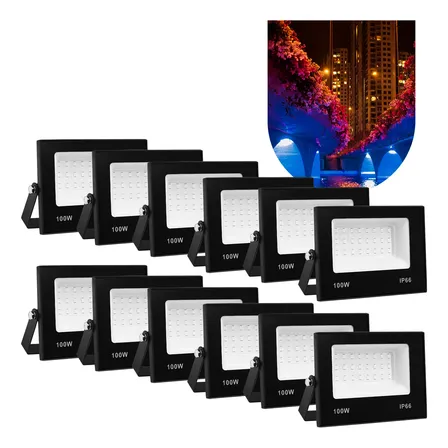 Kit 10 Refletor Led 100w Holofote Bivolt Prova D'água Ip66