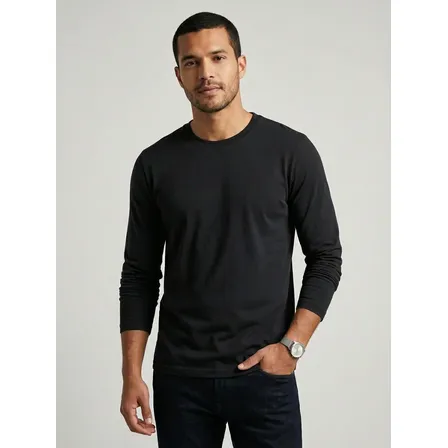 Camiseta Manga Longa Masculina Básica 100% Algodão Camisa