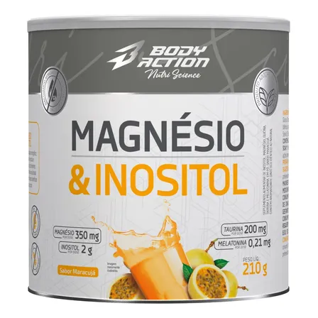Magnésio E Inositol Taurina Melatonina 210g Bodyaction Sabor Maracujá
