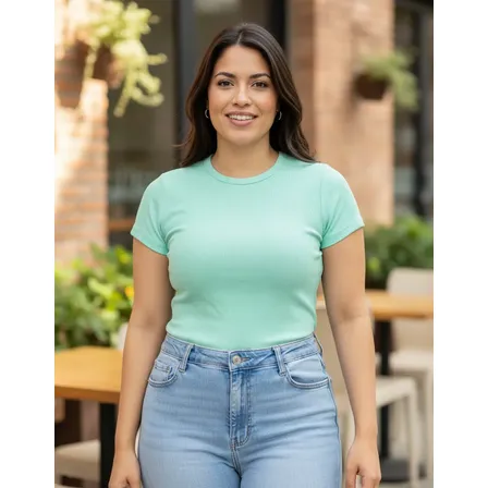Camiseta Babylook Canelada Casual Candy Colors Tons Pastéis
