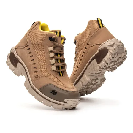 Botina Bota Coturno Adventure Bico Pvc Trabalho Couro 12hrs