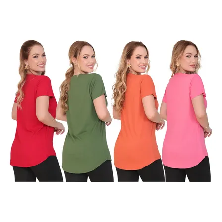 Kit 4 Bata Academia Camiseta Compridas Fitness Sobre Legging