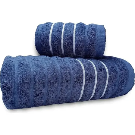 Kit De Toalha 2 Peças Banho E Rosto 100% Algodão 450g/m2