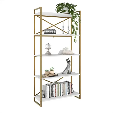 Estante Livreiro Em Aço Com Prateleiras Branco A1,83xl90cm
