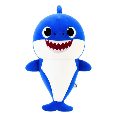 Pelúcia Baby Shark Coleção Bebê Antialérgico Musical Com Led Cor Azul
