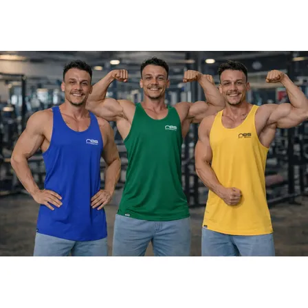 Kit 3 Regata Academia Masculina Treino Dry Fit Bodybuilder