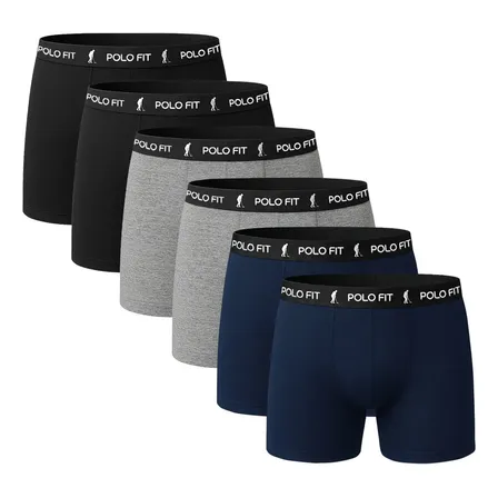 Kit 6 Cuecas Polo Fit Boxer Box Algodão Original Masculina
