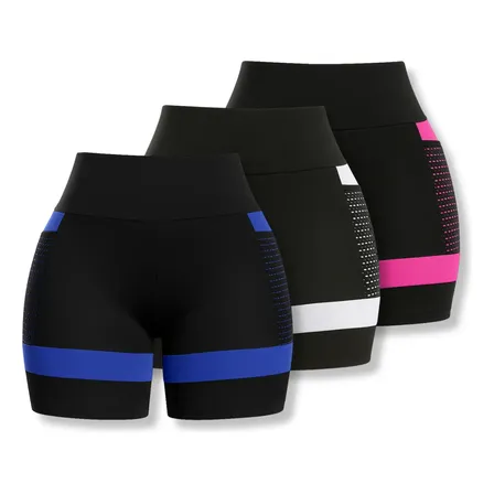 Kit 3 Shorts Fitness Feminino Academia Roupa Ginástica