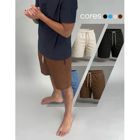 Shorts Bermuda Masculino Linho Mauricinho Praia Passeio