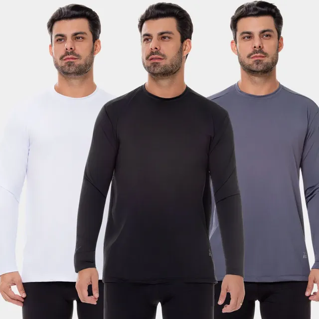Kit 3 Camisa Blusa Manga Longa Masculina Proteção Uv Solar