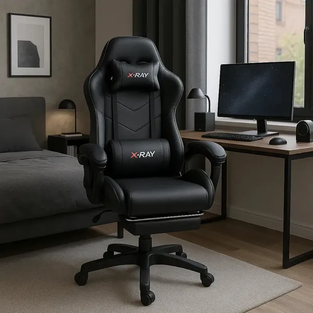 Cadeira Gamer Profissional Reclinável Apoio De Pés Cinza