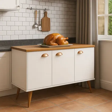 Buffet Balcão Armário Cozinha Estilo Vintage P/ Microondas