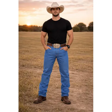 Calça Country Masculina Jeans Western Cowboy Rodeio Elastano