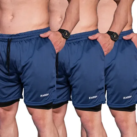 Kit 3 Shorts De Compressão 2 Em 1 Masculino Treino Acaedemia