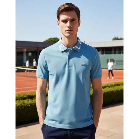 Polo Lacoste Slim Fit Com Gola Escrita - Original