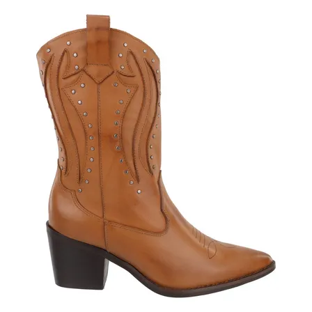 Bota Texana Feminina Western Cravo Em Couro Country Bordada