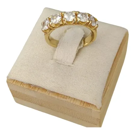 Anel De Moeda Meia Aliança Com 5 Pedra De 4mm
