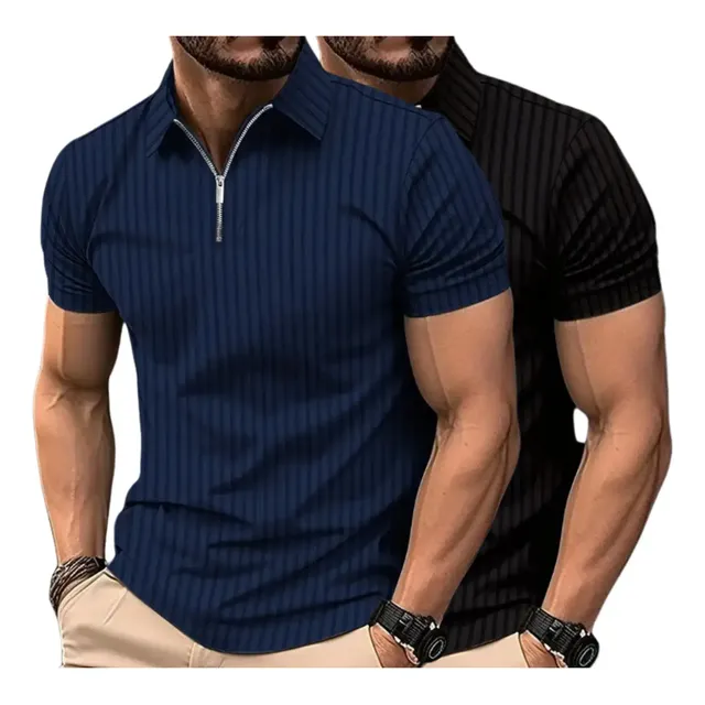 Kit 2 Camiseta Polo Manga Curta Com Ziper Masculina Canelada