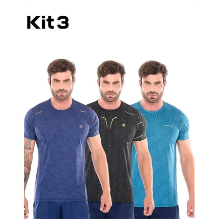 Kit 3 Camisetas Dry Fit Básicas Treino Academia Masculina